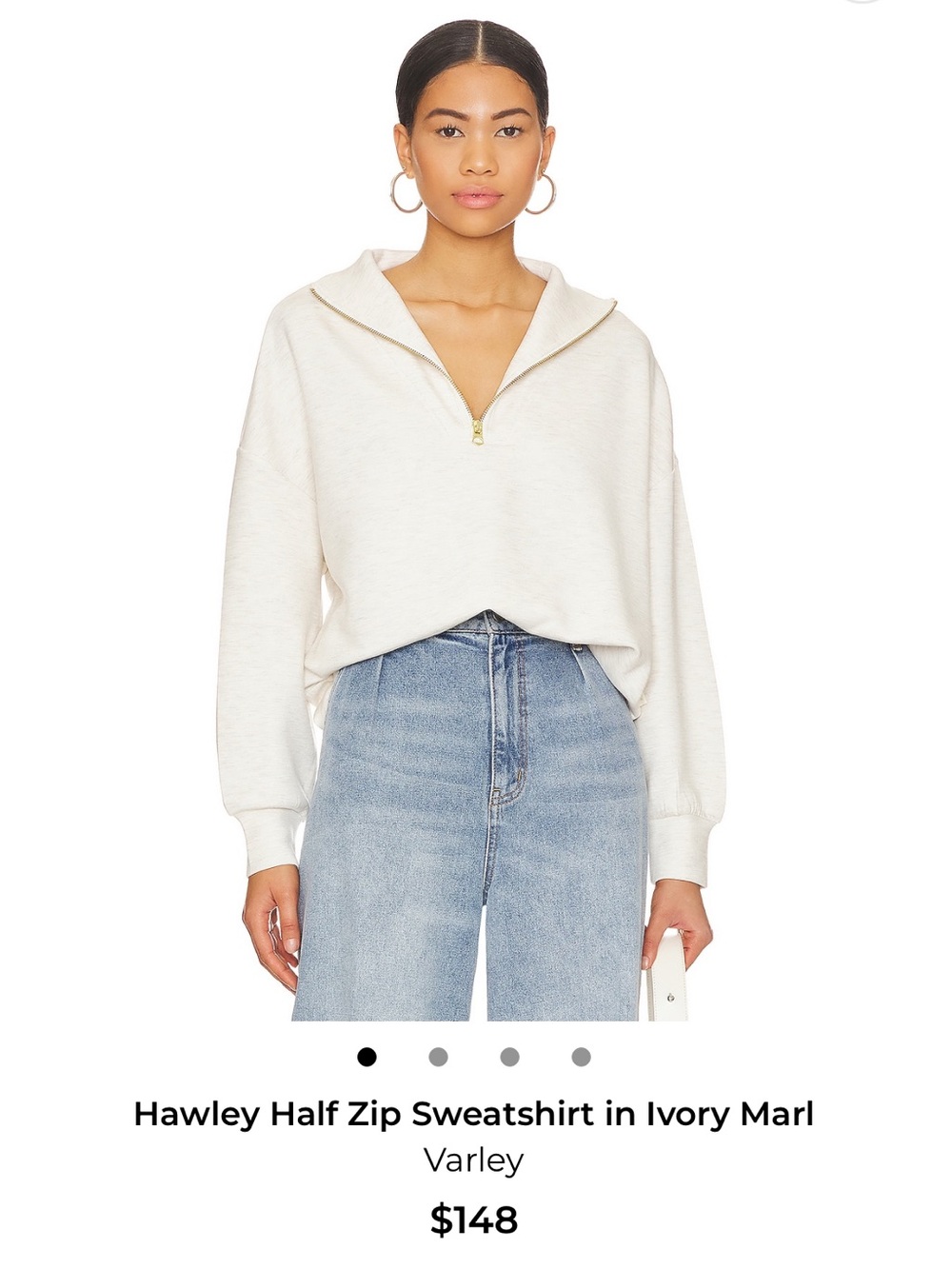 Varley Hawley Half-Zip Sweatshirt in Ivory